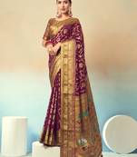 Georgette weaving work purple saree