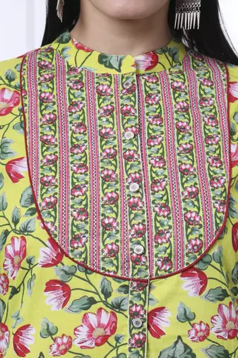 yellow cotton blue straight kurta dupatta pant set