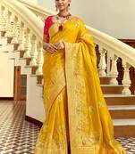 Silk blend weaving yellow saree