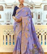 Silk blend weaving lavender saree