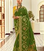 Silk blend weaving green saree