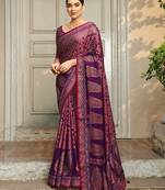 Georgette printed purple saree