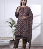 black ethnic motifs straight kurta trouser dupatta set