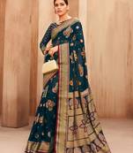 Georgette saree with woven work in teal