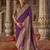 Purple printed silk blend embellished saree
