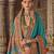 Turquoise printed silk blend embellished saree