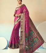 Georgette weaving work magenta saree