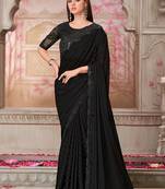 Black sequins georgette engagement saree