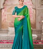 Multi colour shaded satin chiffon sequins saree