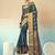Georgette weaving work teal traditional saree