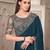 Teal satin silk embroidered sequins classic saree