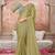 Chiffon silk embroidered contemporary saree in olive