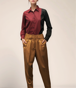 Maroon black panel women shirt