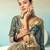 Georgette weaving work teal traditional saree