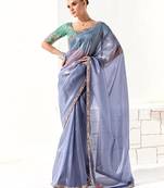 Tissue light lavender embroidered border contemporary saree