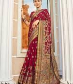 Maroon poly viscose georgette meenakari jaal banarasi saree