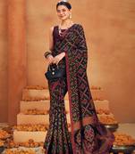 Black georgette printed saree