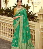 Sea green designer dola silk saree