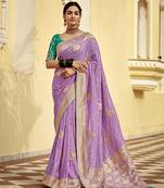 Lavender purple designer dola silk saree