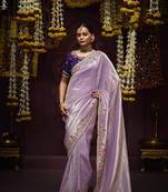 Lavender sequins kanjivaram silk designer saree