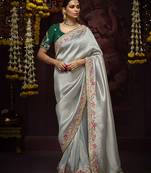 Kanjivaram silk sequins saree in grey