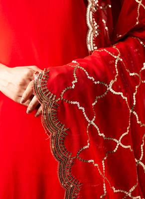 Red embroidered georgette Kurta suit 3
