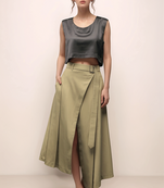 Black satin crop top