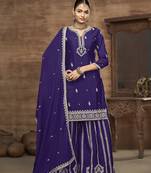 Purple embroidered chinon readymade salwar suit
