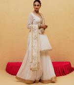 White Georgette Gota Dori Embroidered Lehenga