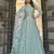 Embroidered net aqua blue anarkali  gown