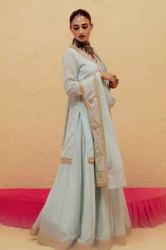 Light Blue Georgette Gota Dori Embroidered Lehenga