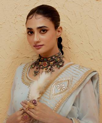 Light Blue Georgette Gota Dori Embroidered Lehenga 3