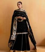 Black Georgette Gota Dori Embroidered Lehenga