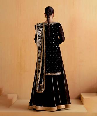 Black Georgette Gota Dori Embroidered Lehenga 2