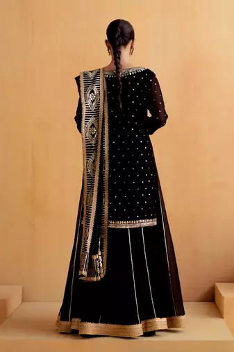 Black Georgette Gota Dori Embroidered Lehenga