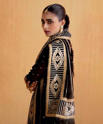 Black Georgette Gota Dori Embroidered Lehenga 3