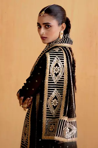 Black Georgette Gota Dori Embroidered Lehenga