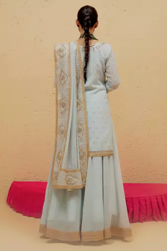 Light Blue Georgette Gota Dori Embroidered Lehenga