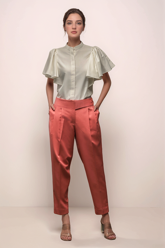 White flared bell sleeve shirt