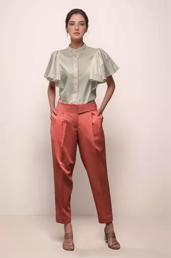 White flared bell sleeve shirt