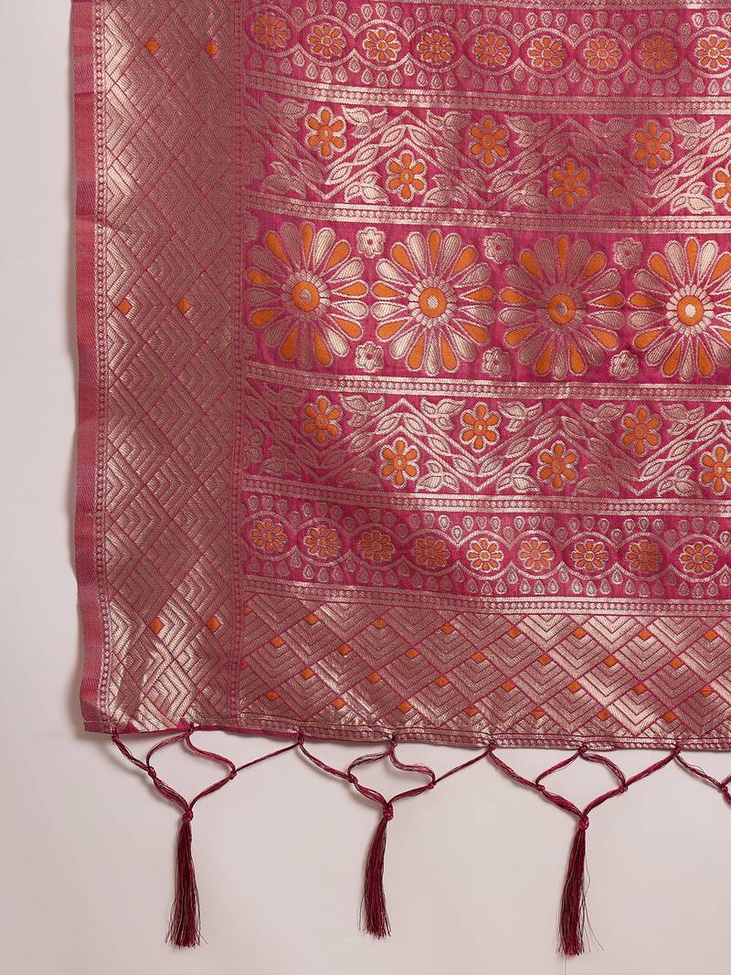 lavender Poly Cotton Jacquard Saree