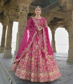 Rani Pink Silk Embroidered Sequins Thread And Zari Work Bridal Lehenga Choli