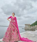 Rani Pink Silk Embroidered Sequins Thread And Zari Work Bridal Lehenga Choli
