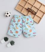 Blue cotton woven printed shorts for girls and boys only bottom
