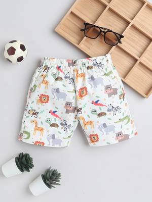 White cotton woven printed shorts for girls and boys only bottom 1