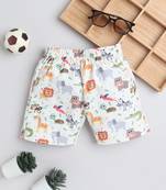 White cotton woven printed shorts for girls and boys only bottom