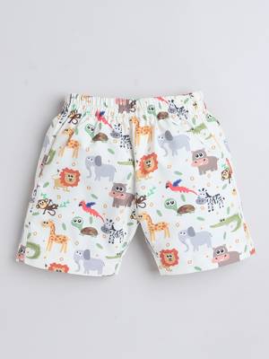 White cotton woven printed shorts for girls and boys only bottom 2