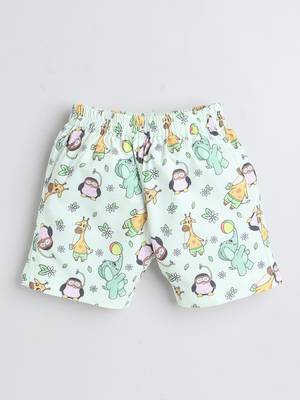 Green cotton woven printed shorts for girls and boys only bottom 2