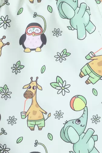 Green cotton woven printed shorts for girls and boys only bottom