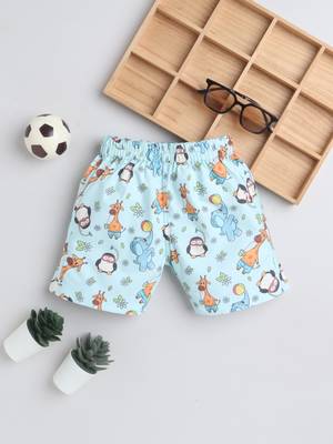 Blue cotton woven printed shorts for girls and boys only bottom 1